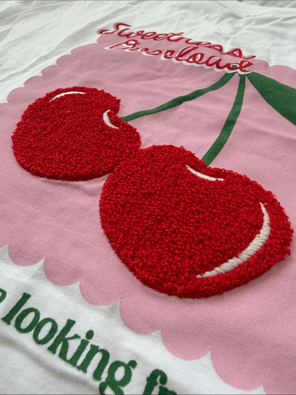 JT One Cherry Pajama Set Sweetness Overload sz Medium White Red Lace Striped - Picture 5 of 14